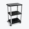 Luxor 42''H 3-Shelf Utility Cart, Black Shelves, Nickel Legs UCPL1-N - alternate 1